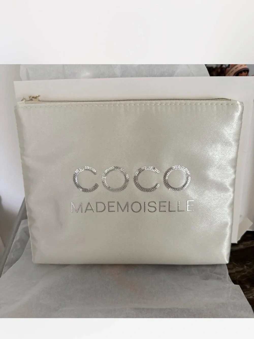 CHANEL Coco Mademoiselle Silver Cosmetic Pouch